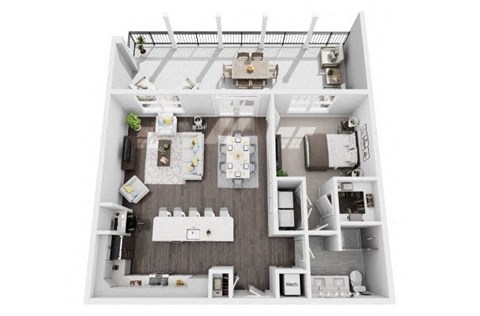 1 bed 1 bath 925 sf 3d floor plan at St. Mary's Square North